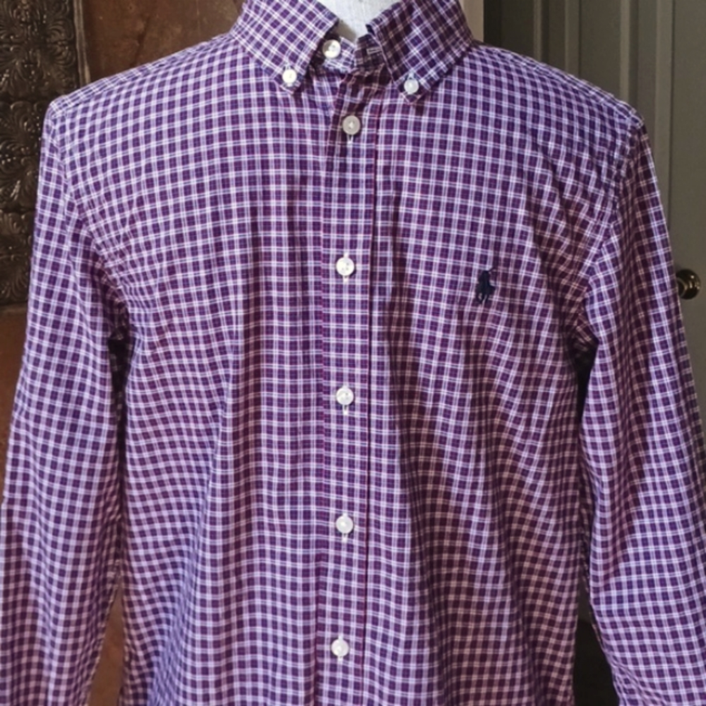 NWOT Ralph Lauren Plaid Button Down Red/White/Blue Long Sleeve Shirt Size Large